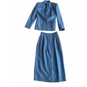 Vintage Alcott & Andrews Skirt Set Suit Grey Wool Midi 4 Deadstock